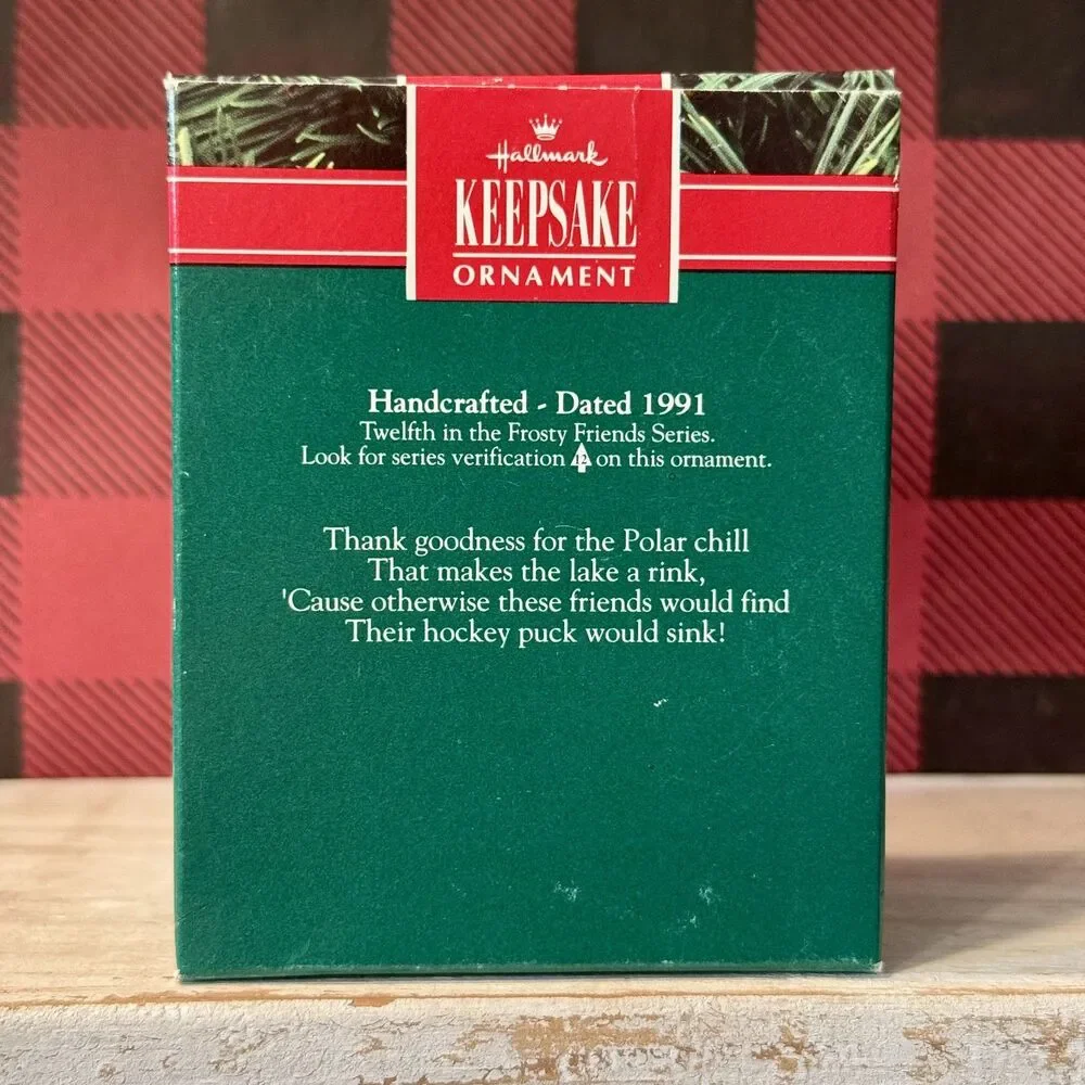 1991 Hallmark Frosty Friends #12 Christmas Keepsake Ornament | Eskimo Ice Hockey